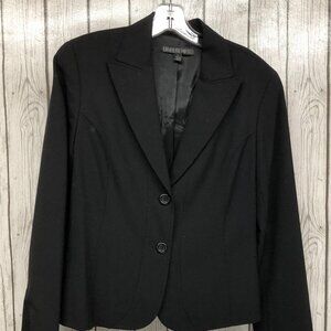 Lafayette 148 Black Wool Blend Black Blazer Size 6   **